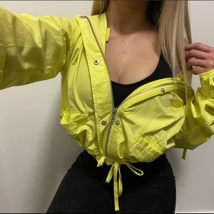 Neon yellow windbreaker